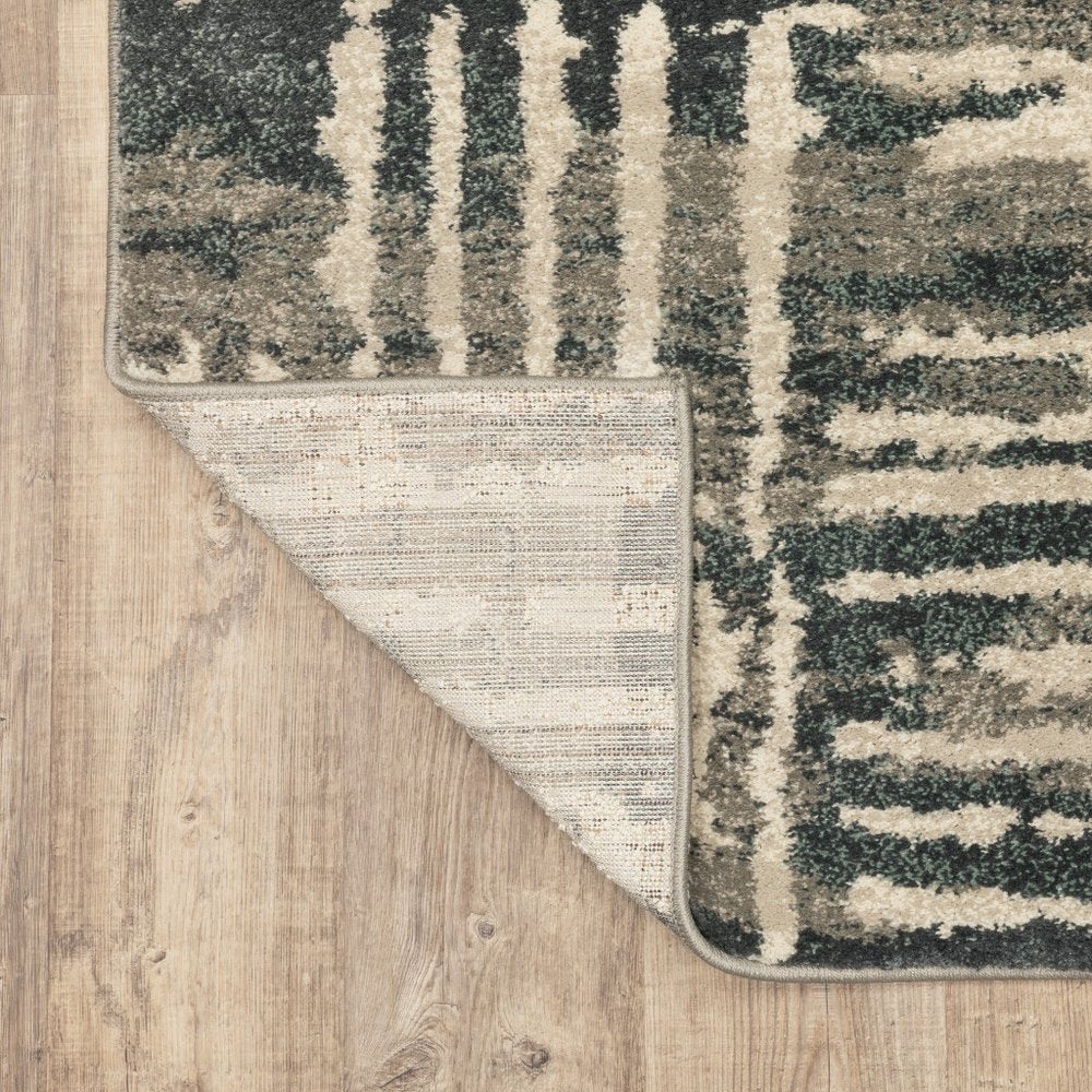 7' X 9' Blue And Beige Abstract Shag Area Rug