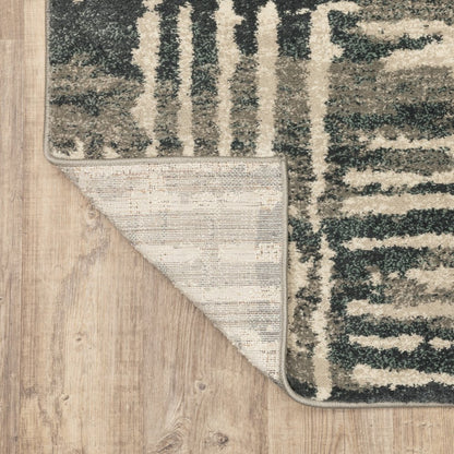 7' X 9' Blue And Beige Abstract Shag Area Rug