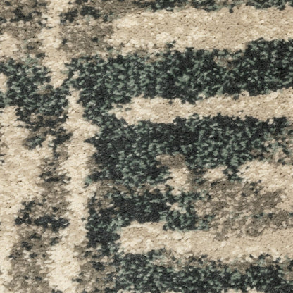 7' X 9' Blue And Beige Abstract Shag Area Rug