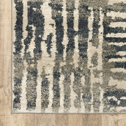 7' X 9' Blue And Beige Abstract Shag Area Rug
