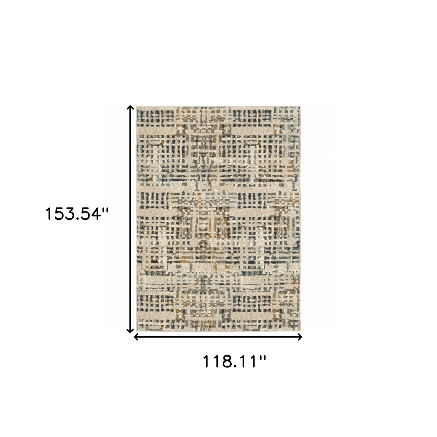 10' X 13' Beige Grey Blues Orange Yellow And Ivory Abstract Power Loom Stain Resistant Area Rug