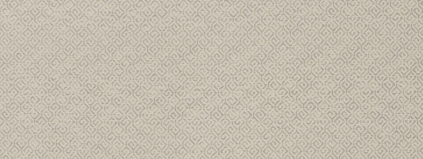 Beige fabric texture with subtle repeating geometric lattice pattern.