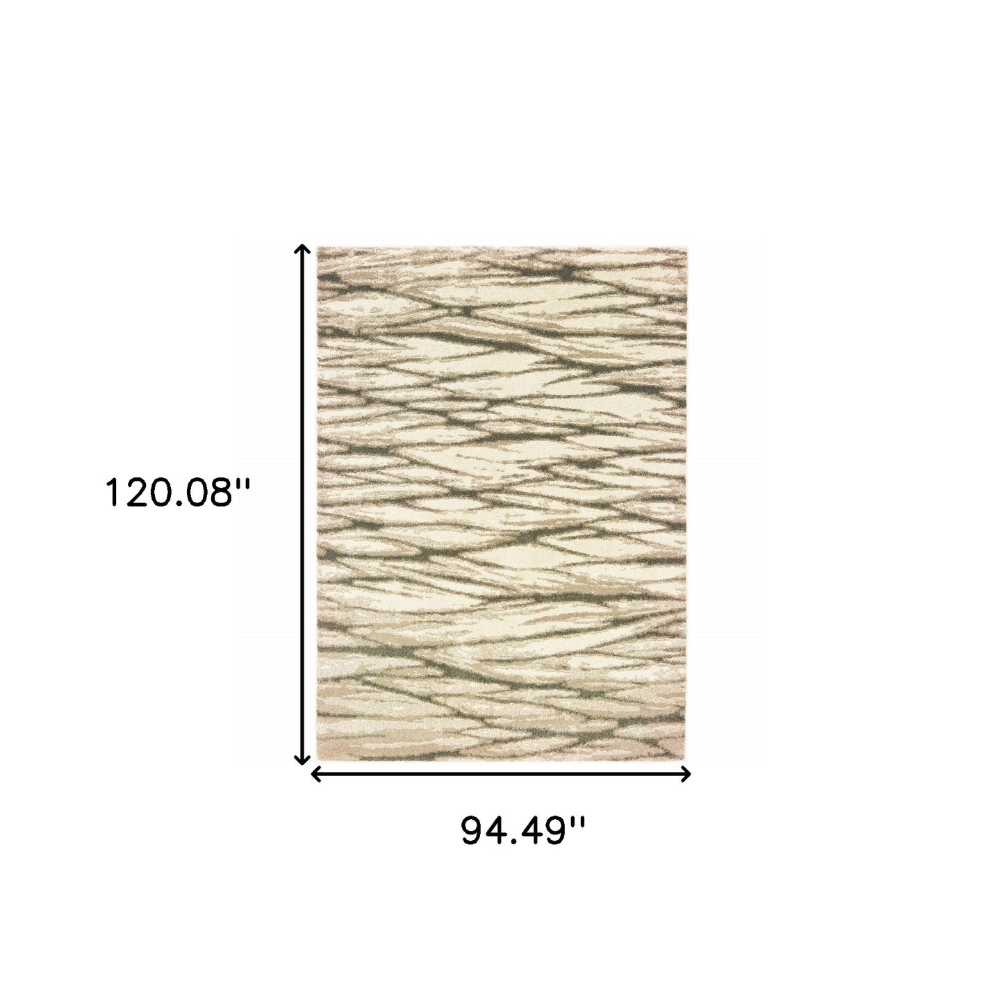 8' X 10' Ivory Sand And Ash Abstract Power Loom Stain Resistant Area Rug