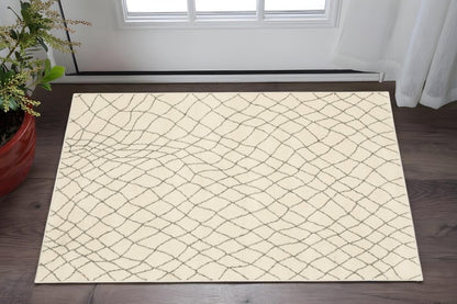 2' X 3' Ivory And Grey Geometric Power Loom Stain Resistant Area Rug