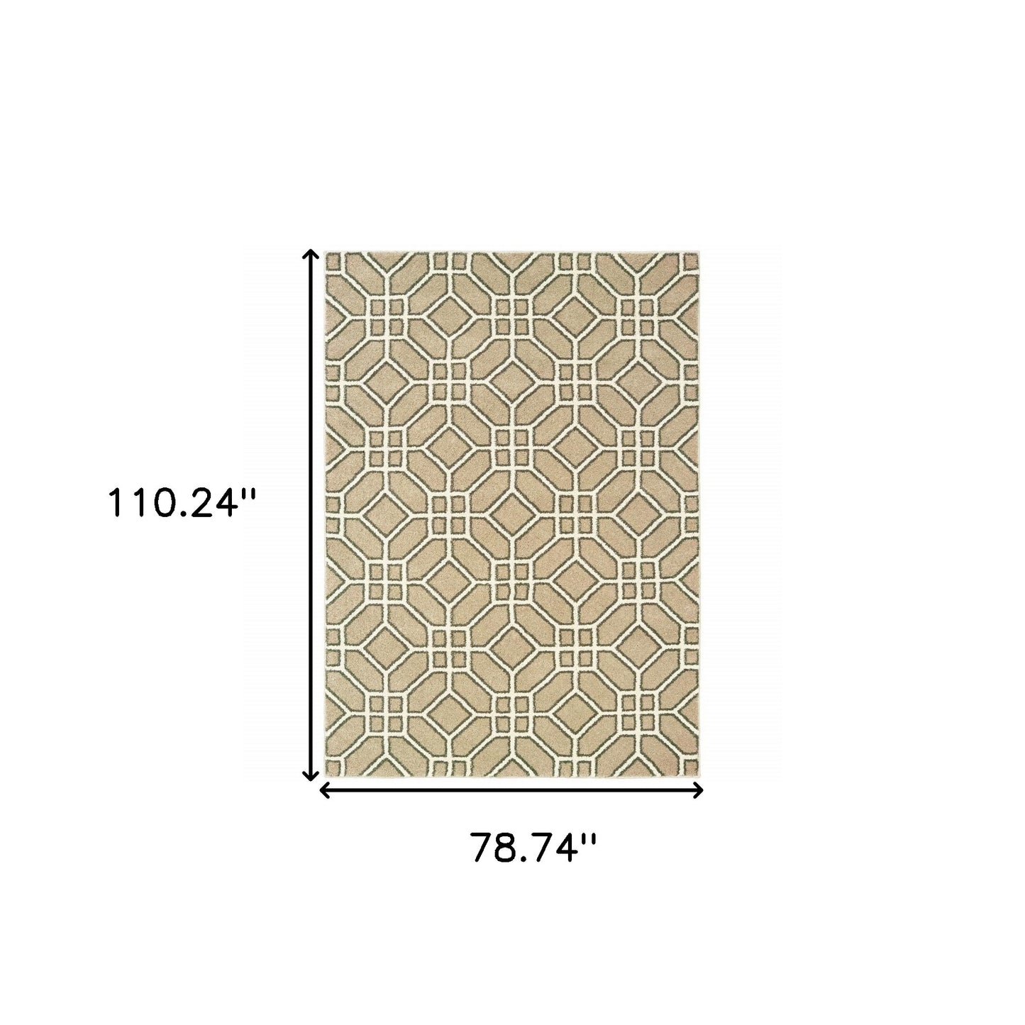 6' X 9' Sand And Ivory Geometric Power Loom Stain Resistant Area Rug