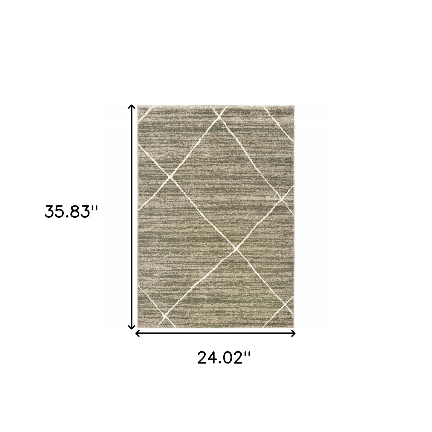 2' X 3' Grey And Ivory Geometric Power Loom Stain Resistant Area Rug