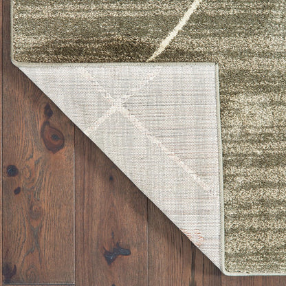 7' X 9' Gray And Ivory Geometric Shag Area Rug