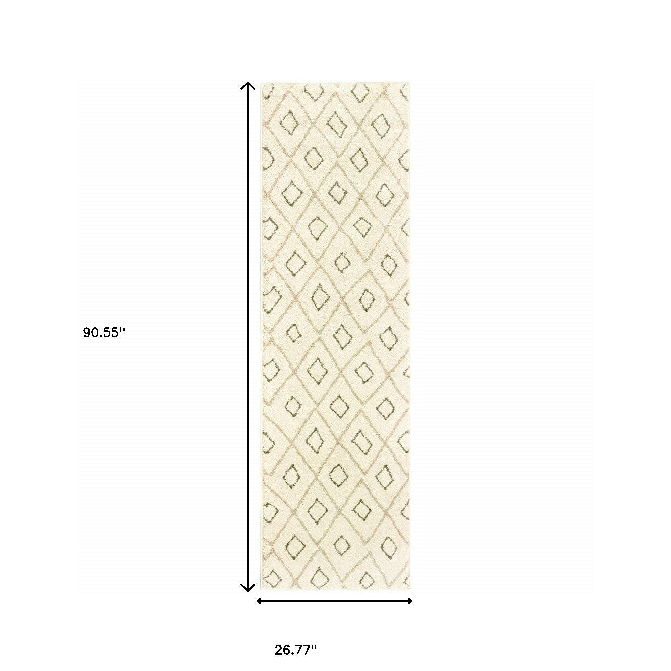 2' X 8' Sand Ash Grey And Ivory Geometric Power Loom Stain Resistant Runner Rug