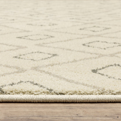5' x 7' Sand Ash Grey and Ivory Geometric Power Loom Stain-Resistant Area Rug
