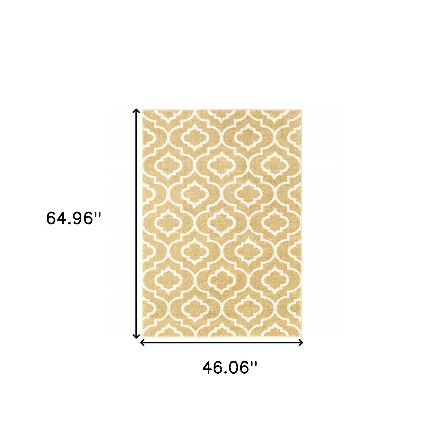 4' X 6' Gold And Ivory Geometric Power Loom Stain Resistant Area Rug