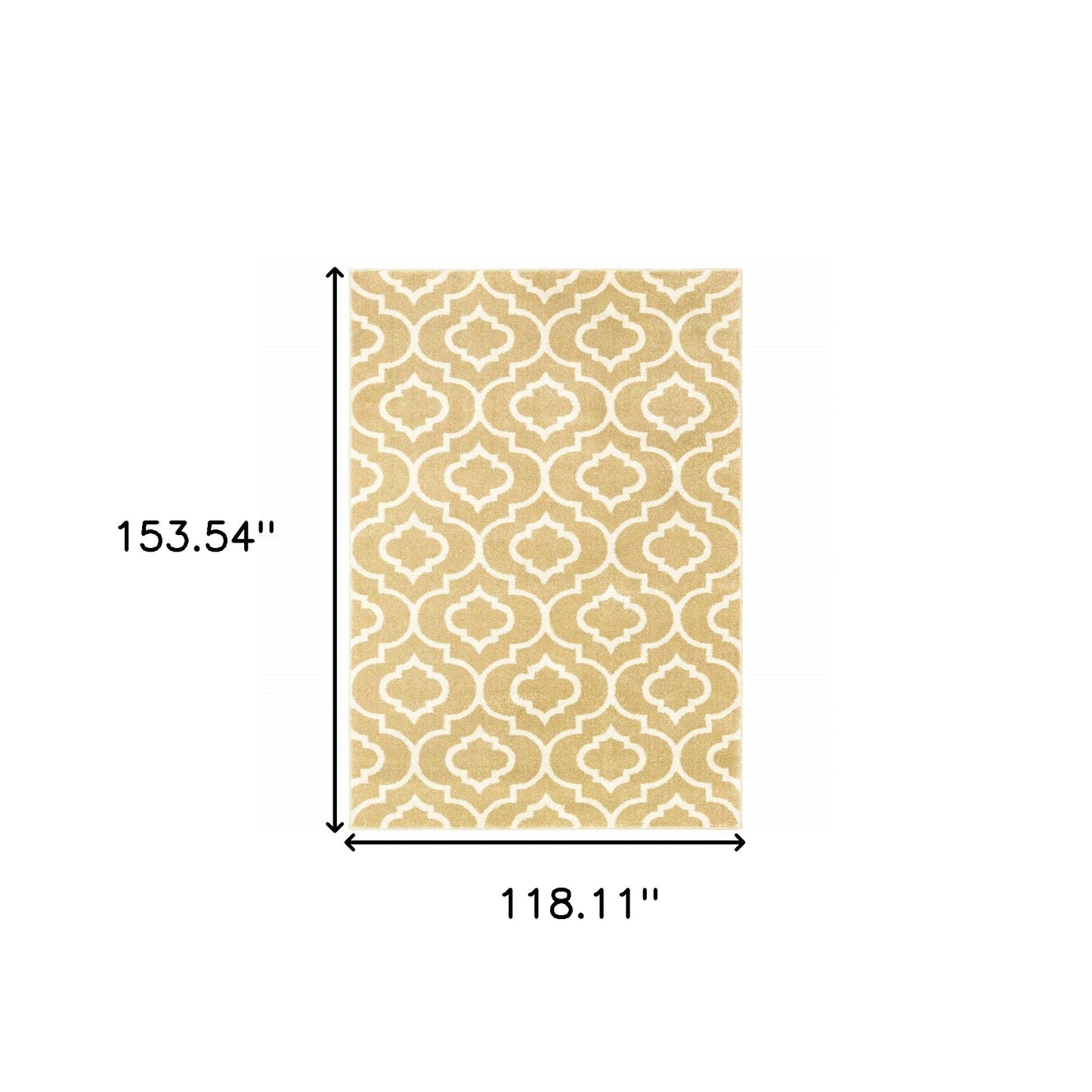 10' X 13' Gold And Ivory Geometric Power Loom Stain Resistant Area Rug