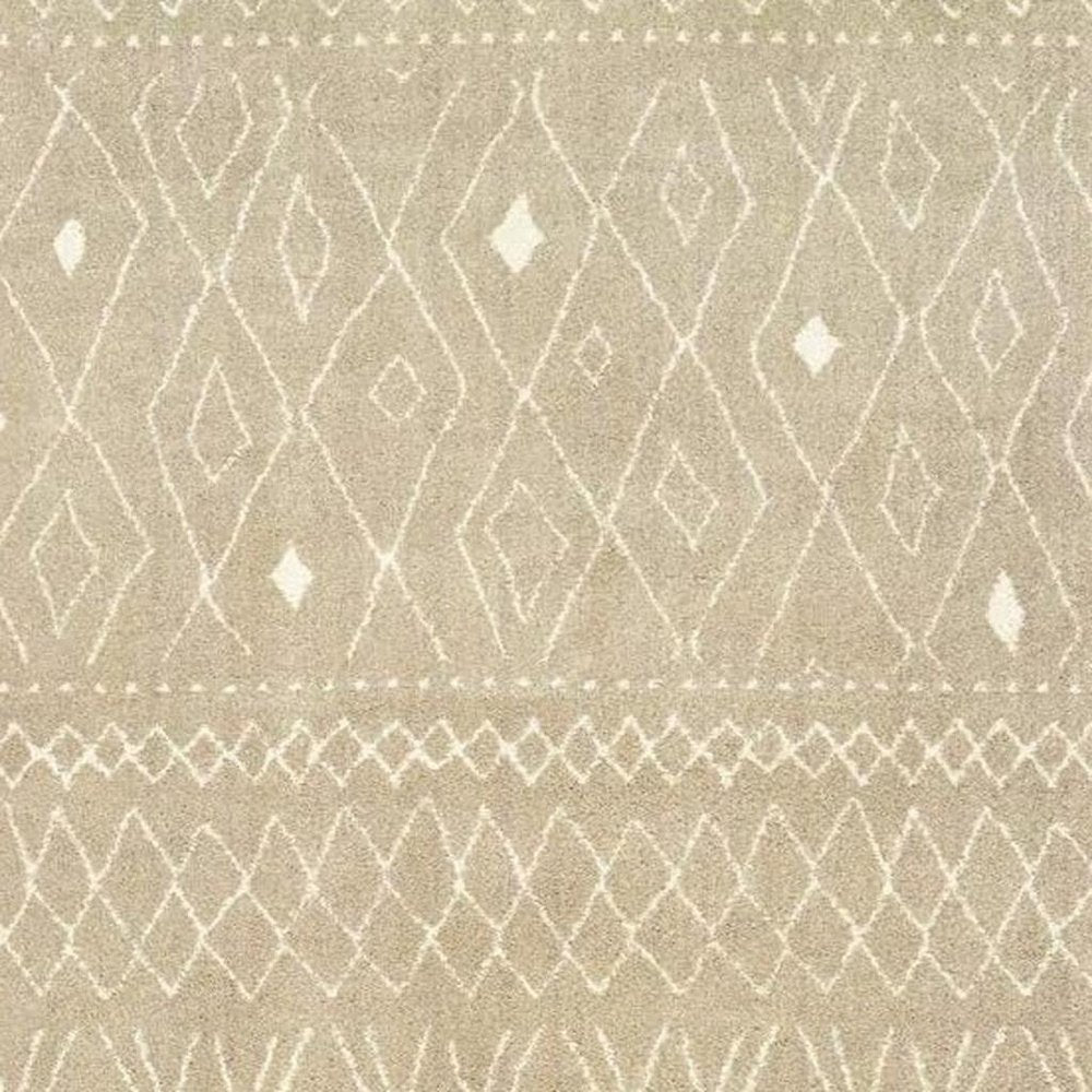 8' Sand And Ivory Geometric Power Loom Runner Rug