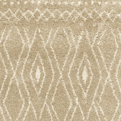8' Sand And Ivory Geometric Power Loom Runner Rug