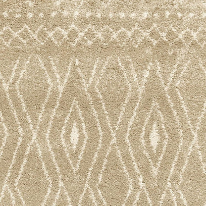 8' Sand And Ivory Geometric Power Loom Runner Rug