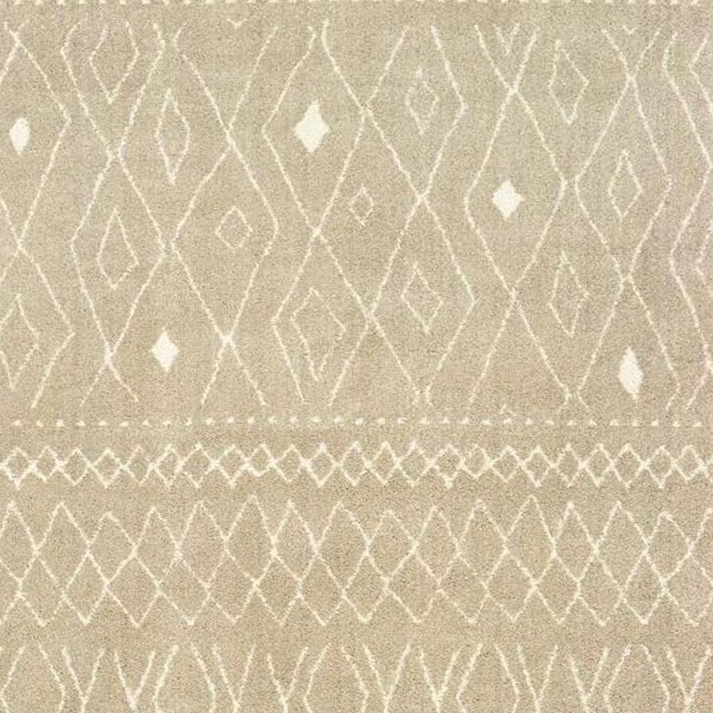 8' Sand And Ivory Geometric Power Loom Runner Rug