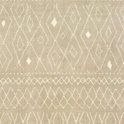 8' Sand And Ivory Geometric Power Loom Runner Rug