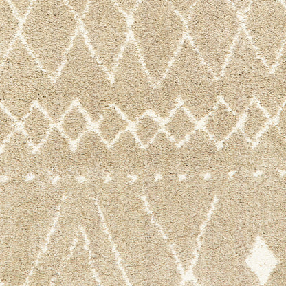 5' X 7' Sand And Ivory Geometric Power Loom Stain Resistant Area Rug