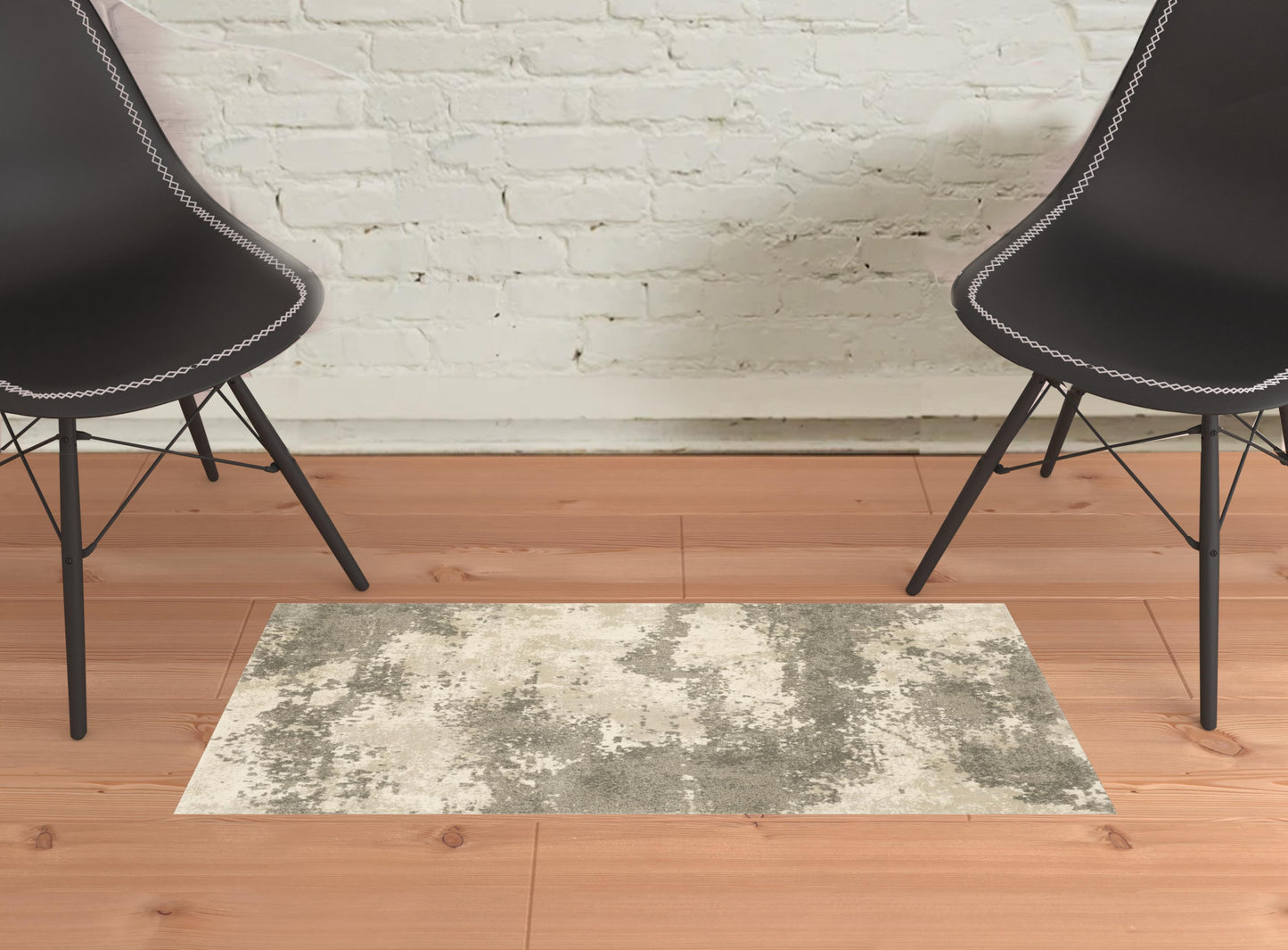 2' X 3' Beige And Grey Abstract Power Loom Stain Resistant Area Rug