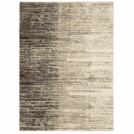 4' X 6' Beige And Grey Abstract Power Loom Stain Resistant Area Rug