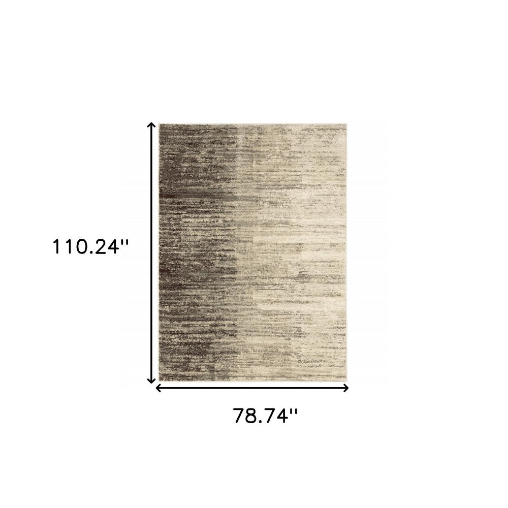 Rectangular brown-beige gradient rug; soft texture, 110.24 by 78.74 inches.