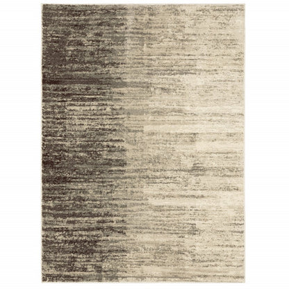 7' X 9' Beige And Ivory Abstract Shag Area Rug