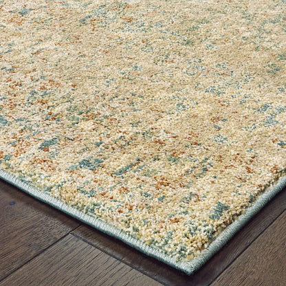 2' X 8' Foam Blue Pumpkin And Golden Yellow Abstract Power Loom Stain Resistant Runner Rug