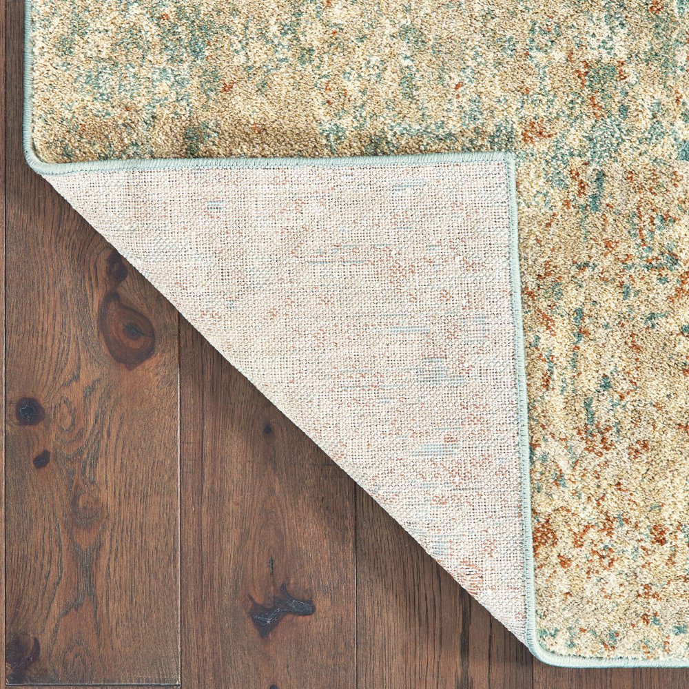 7' X 9' Blue And Ivory Abstract Shag Area Rug