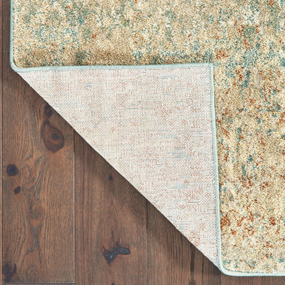 7' X 9' Blue And Ivory Abstract Shag Area Rug
