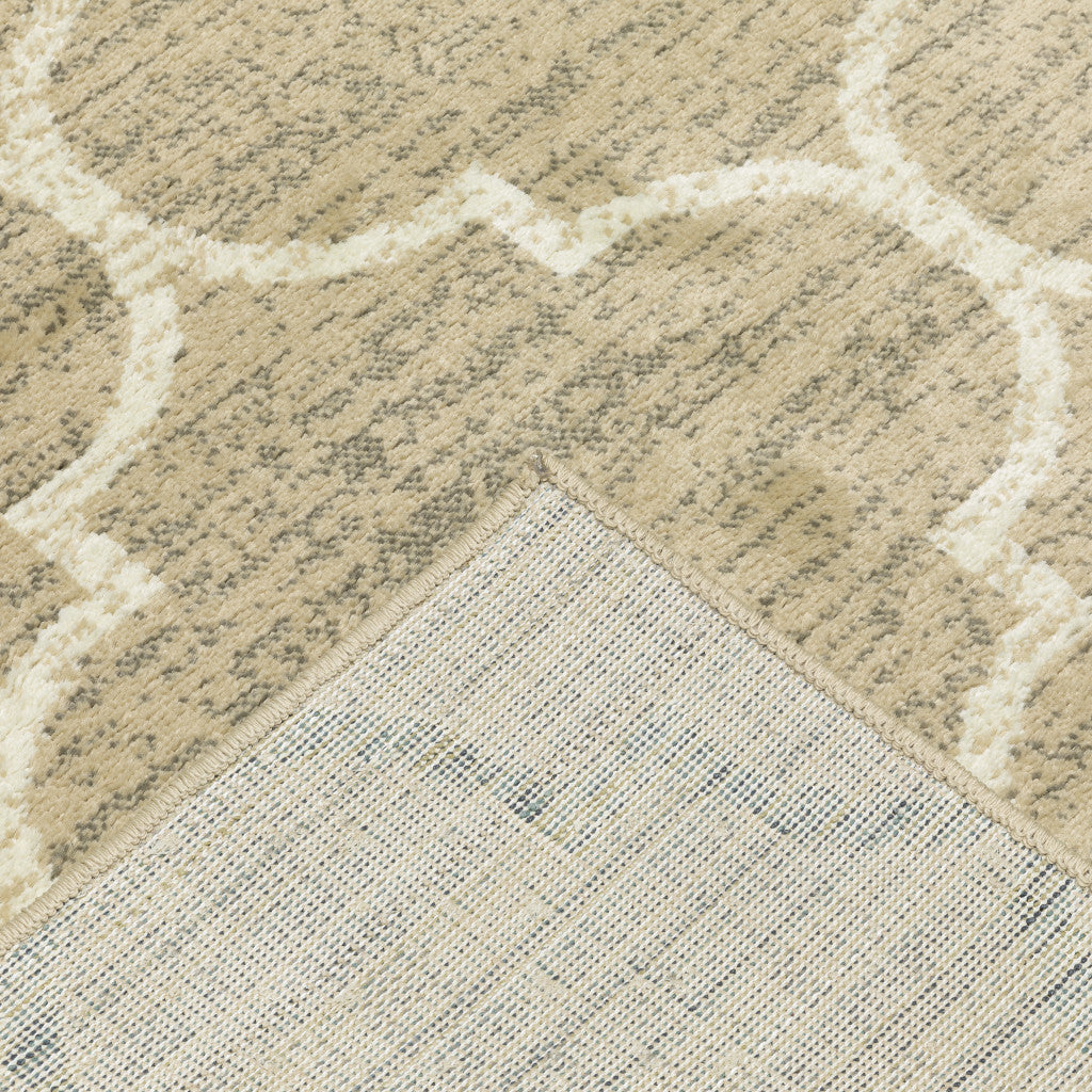 4' X 6' Beige And Ivory Geometric Power Loom Stain Resistant Area Rug