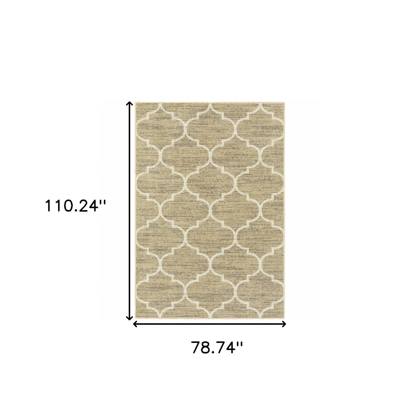 6' X 9' Beige And Ivory Geometric Power Loom Stain Resistant Area Rug