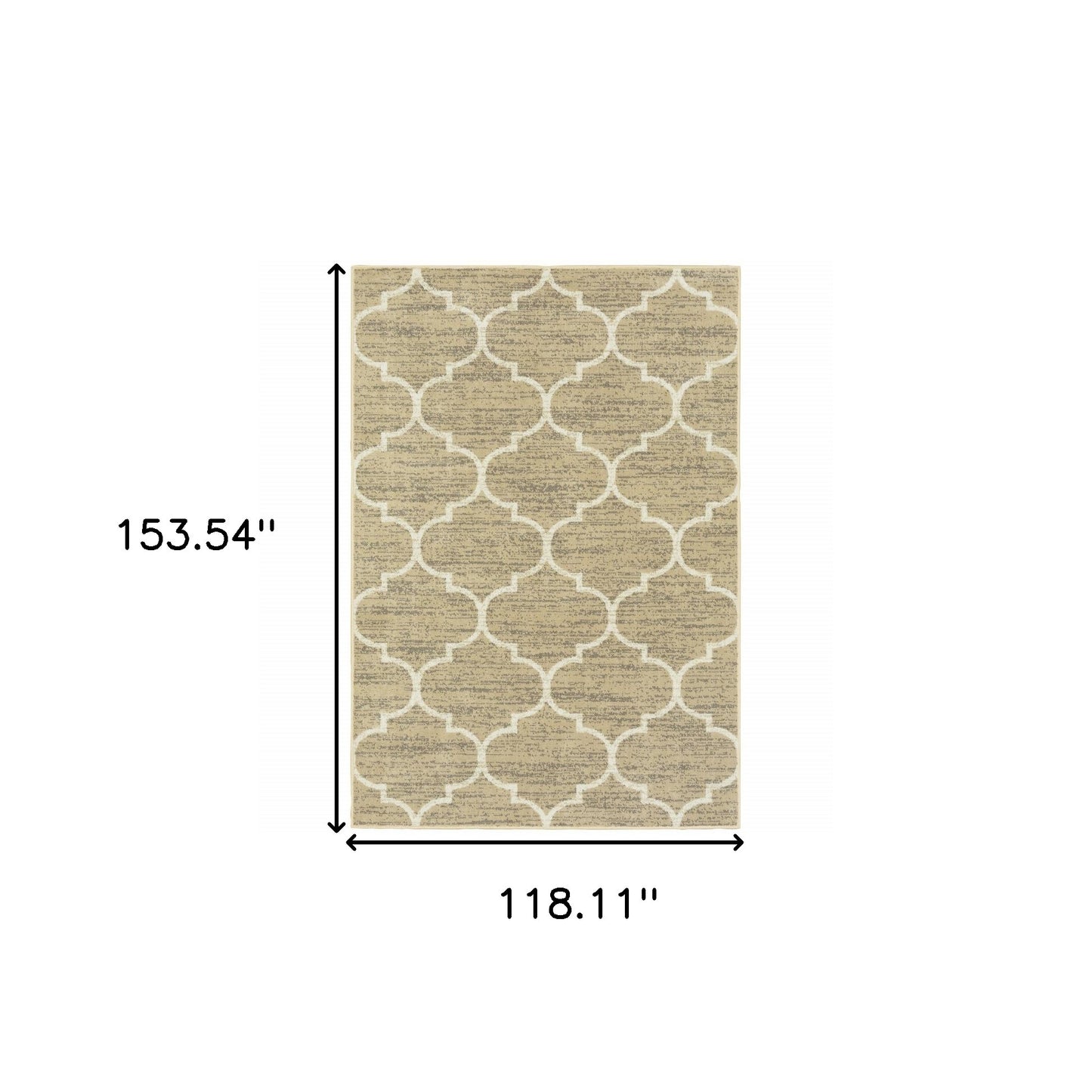 10' X 13' Beige And Ivory Geometric Power Loom Stain Resistant Area Rug