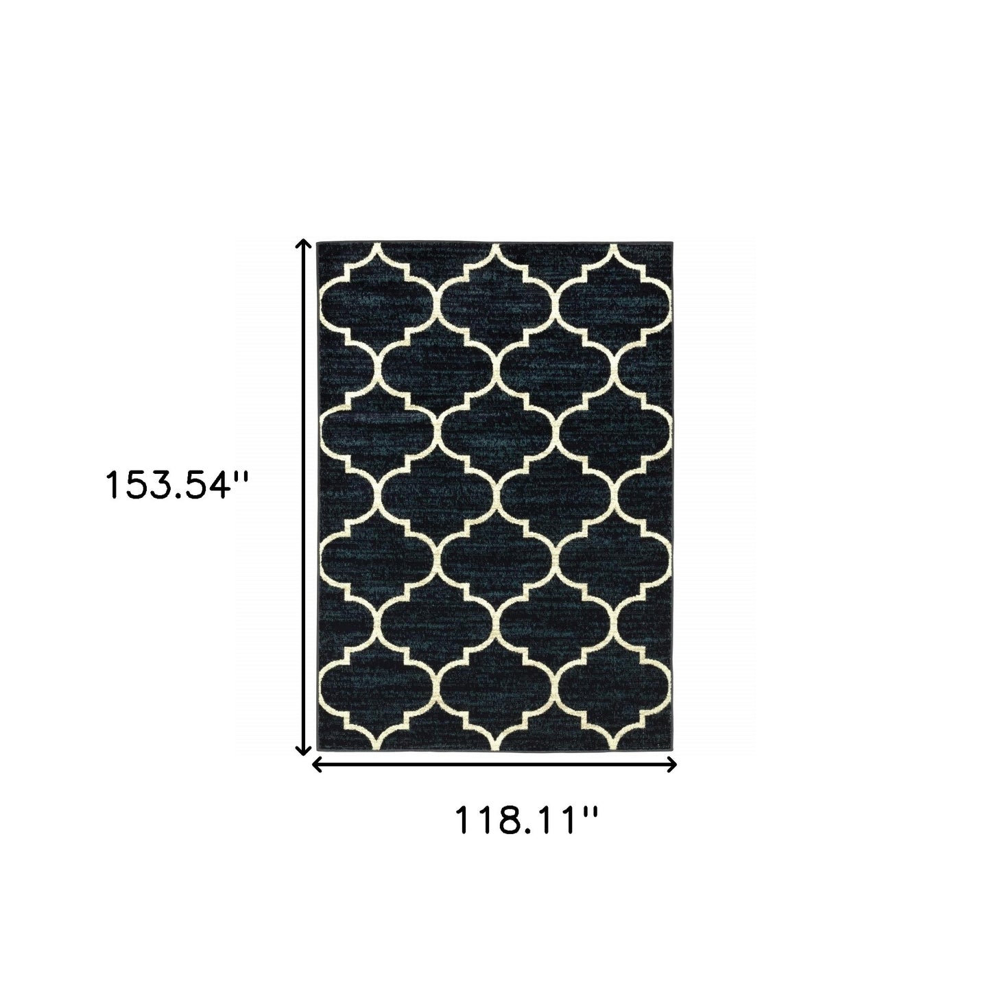 10' X 13' Navy And Ivory Geometric Power Loom Stain Resistant Area Rug