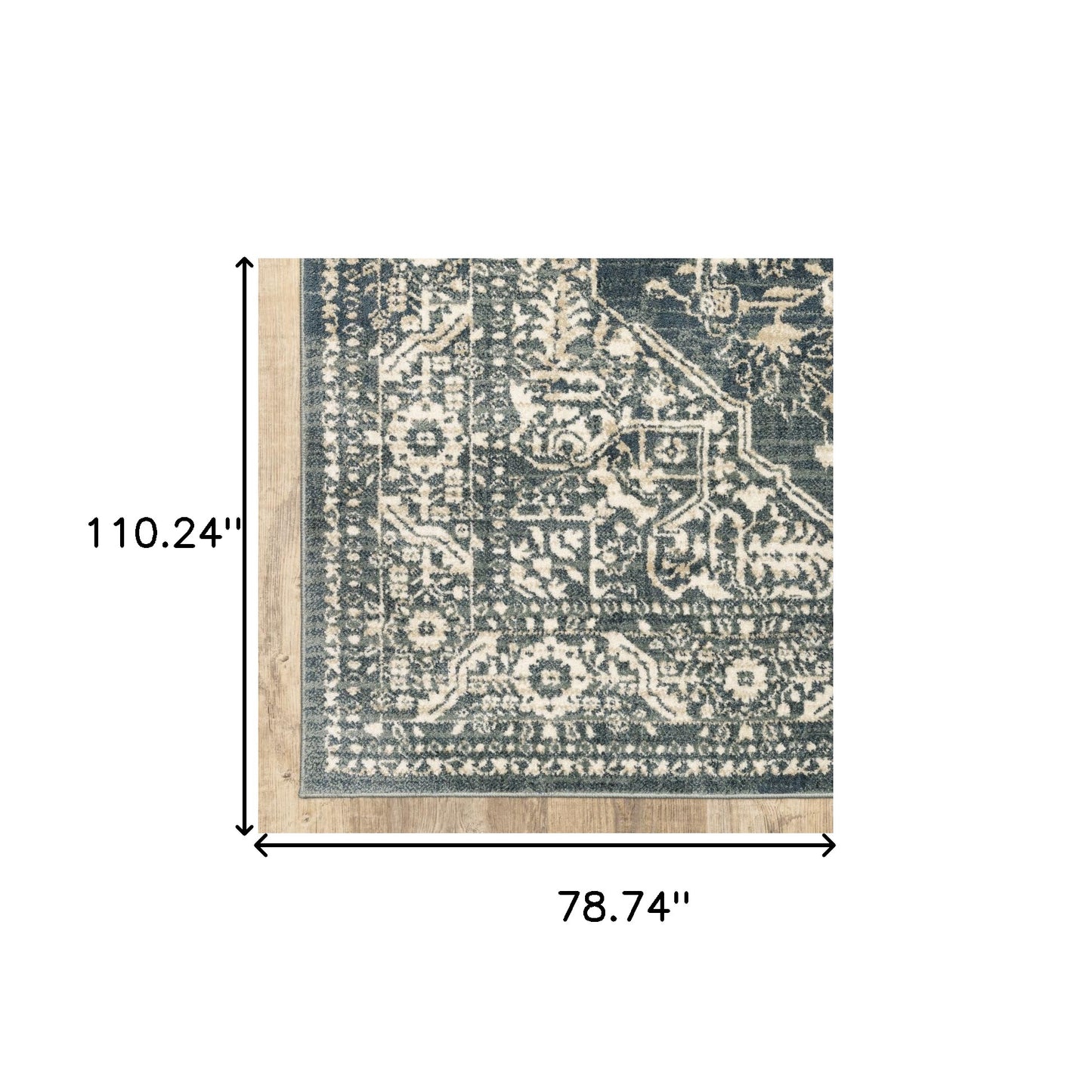 6' X 9' Beige Grey And Blue Oriental Power Loom Stain Resistant Area Rug