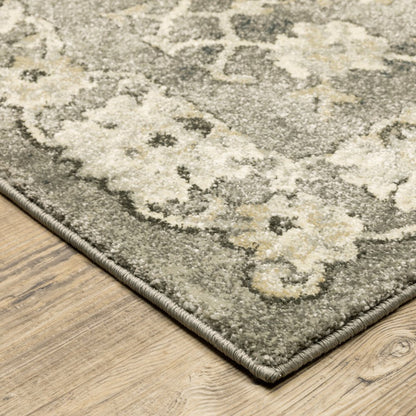 5' X 8' Gray And Beige Oriental Area Rug