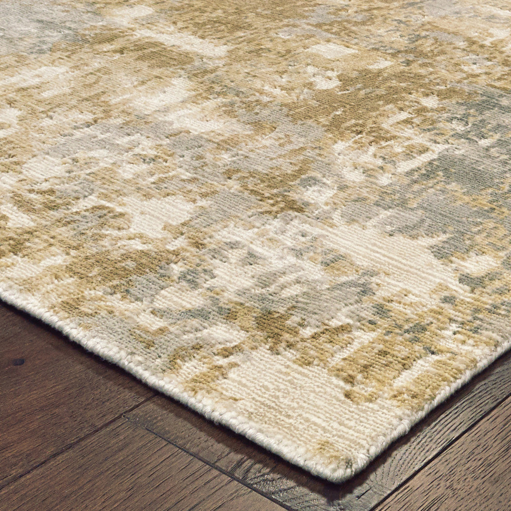 2' X 10' Grey And Brown Abstract Hand Loomed Stain Resistant Runner Rug