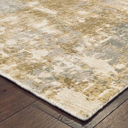 6' X 9' Gray And Brown Abstract Hand Loomed Distressed Area Rug