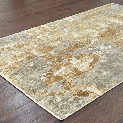 6' X 9' Gray And Brown Abstract Hand Loomed Distressed Area Rug