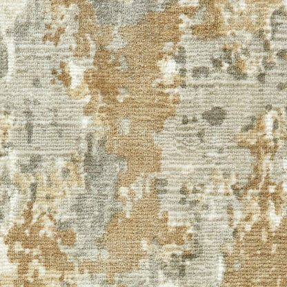 6' X 9' Gray And Brown Abstract Hand Loomed Distressed Area Rug