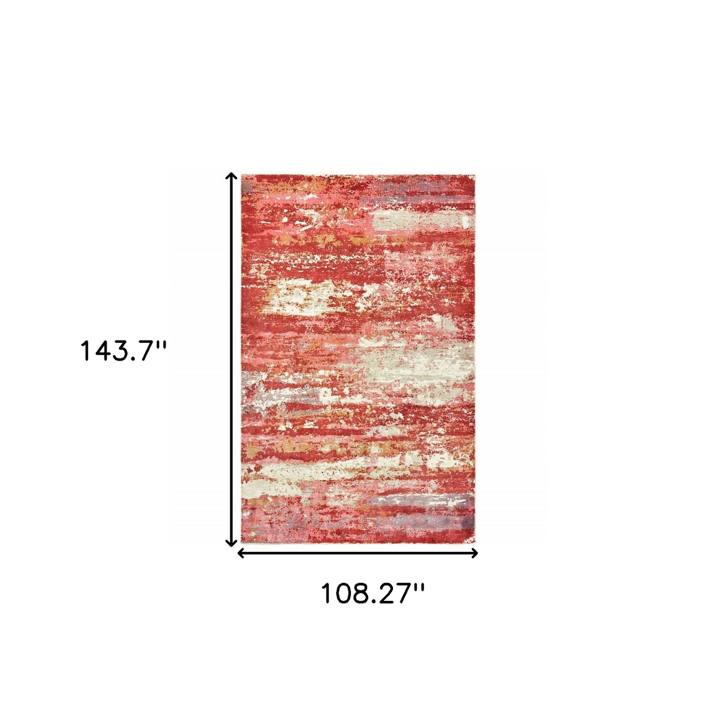 9' X 12' Pink And Red Abstract Hand Loomed Stain Resistant Area Rug