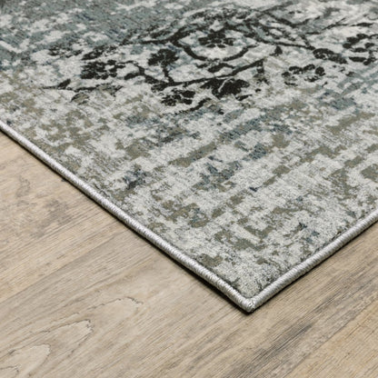 5' X 8' Gray and Ivory Abstract Power Loom Area Rug