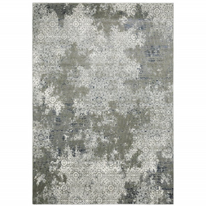 7' X 10' Beige And Gray Abstract Distressed Area Rug
