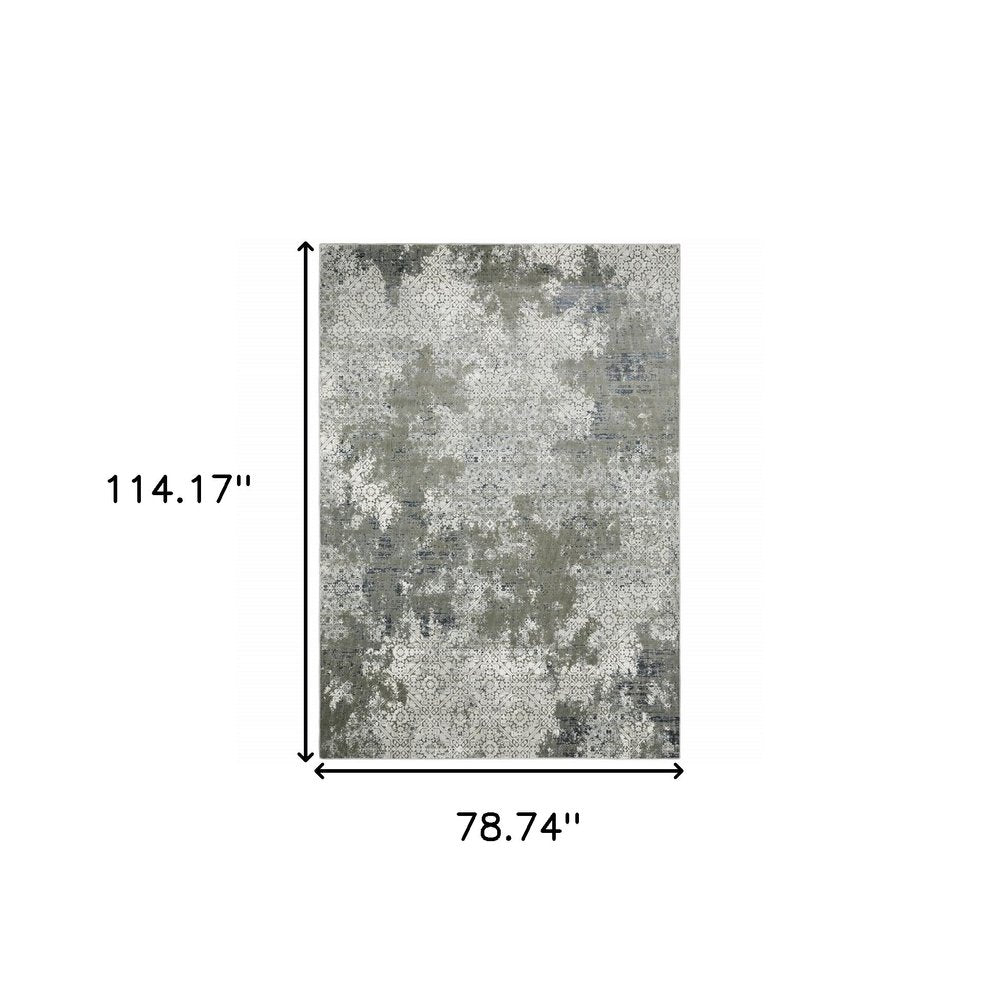 7' X 10' Beige And Gray Abstract Distressed Area Rug