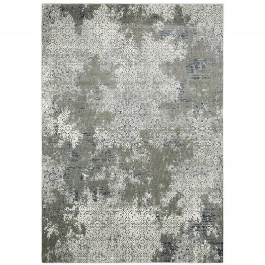 8' X 11' Beige And Gray Abstract Distressed Area Rug
