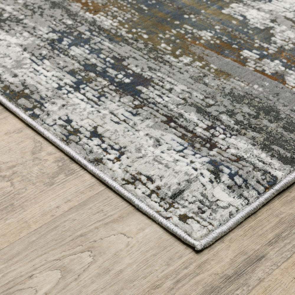 4' X 6' Charcoal And Gray Abstract Distressed Area Rug
