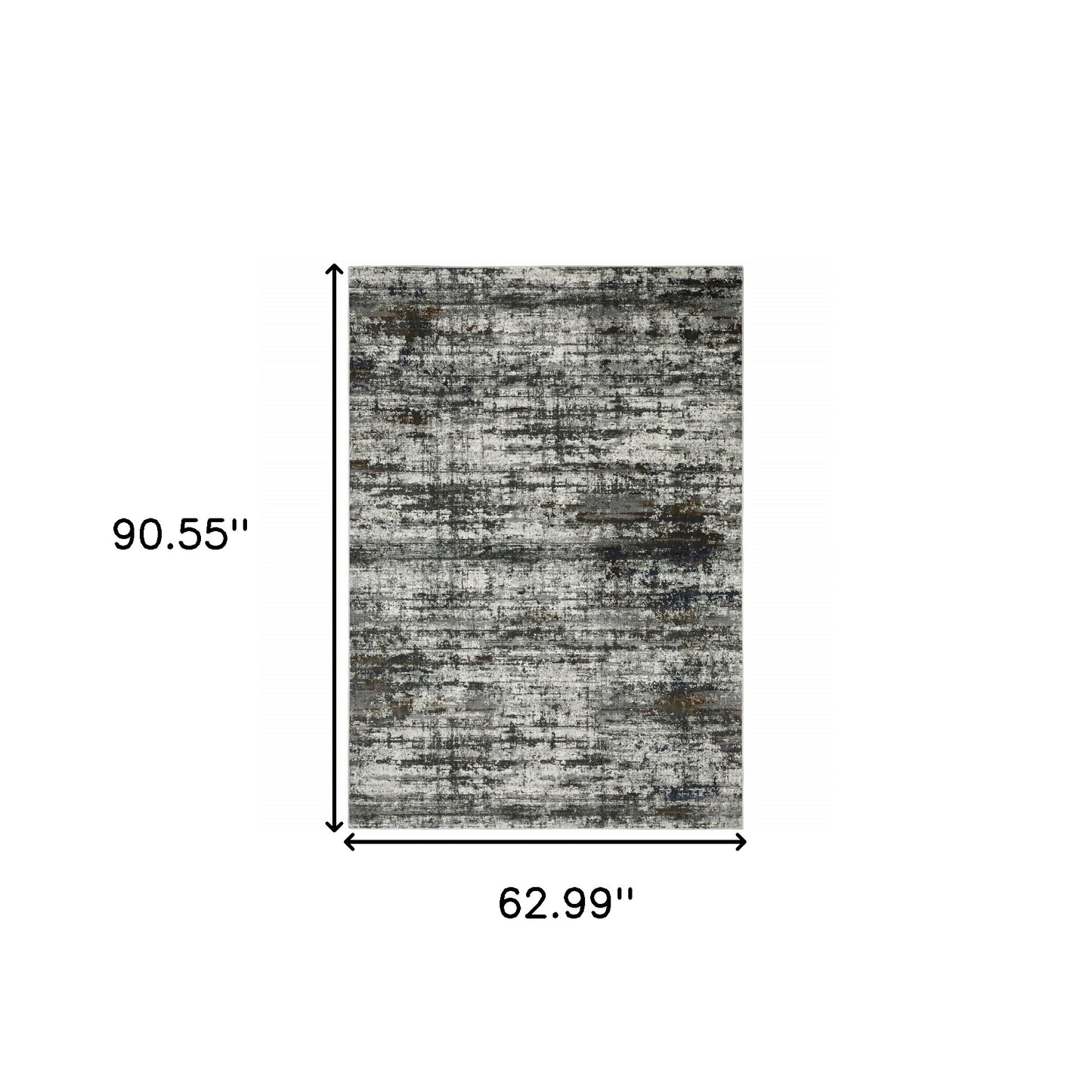 5' X 8' Ivory Charcoal Grey Blue Rust And Brown Abstract Power Loom Stain Resistant Area Rug