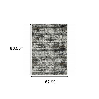 5' X 8' Charcoal And Gray Abstract Distressed Area Rug