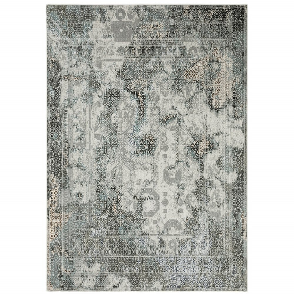 4' X 6' Gray And Ivory Oriental Distressed Area Rug