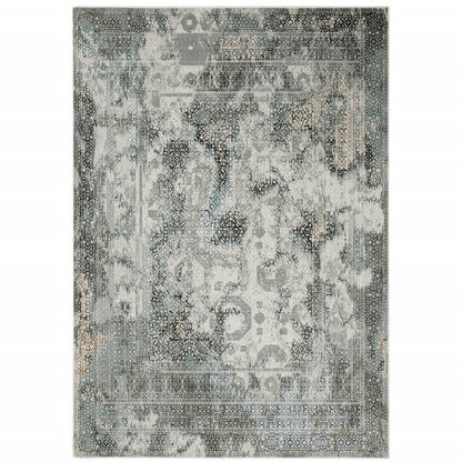 4' X 6' Gray And Ivory Oriental Distressed Area Rug