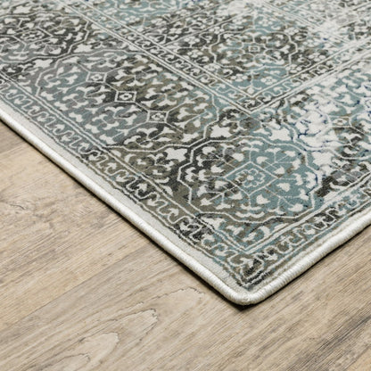 4' X 6' Gray And Ivory Oriental Distressed Area Rug
