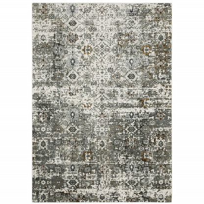 4' X 6' Ivory And Gray Oriental Distressed Area Rug
